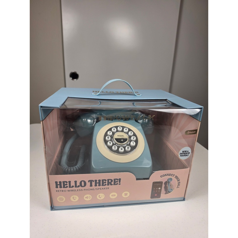 ThrowBack Hello There Retro Wireless Phone Speaker Blue Bluetooth Rotary Style